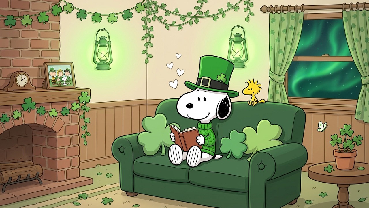 🍀 Snoopy St. Patrick’s Day Cozy Room ☘️ Relaxing Lofi Music for Study, Focus and Chill