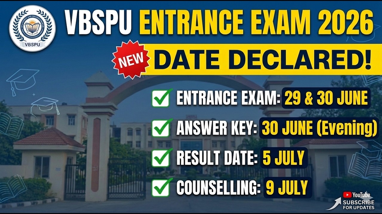 PUCAT 2026 | VBSPU Entrance Exam Date 2026 | Answer Key, Result & Counselling Schedule #vbspu