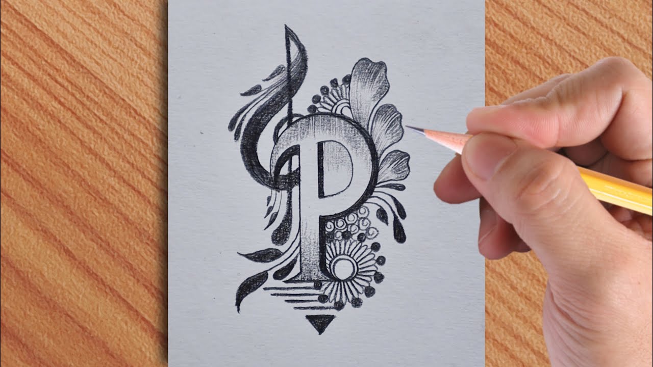 Making an amazing P letter tattoo drawing with pencil || simple and easy tattoo designs
