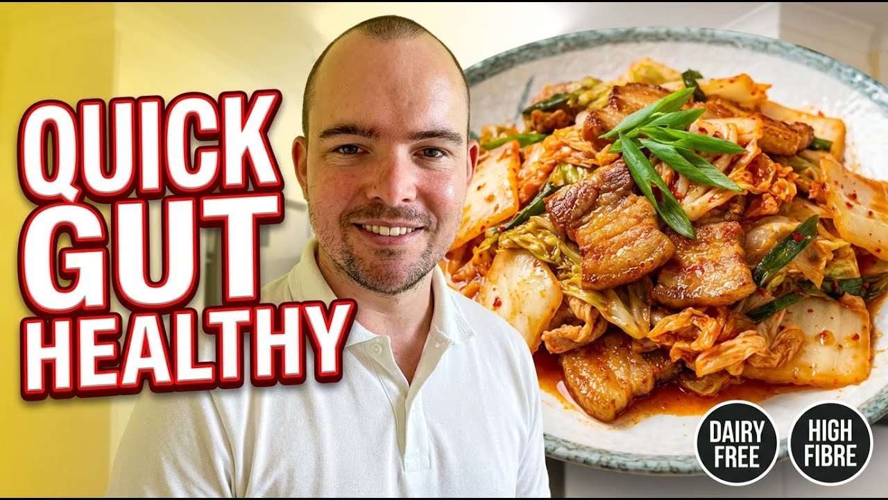 Keto Friendly, Quick Gut Healthy Pork Belly & Kimchi Stir-Fry