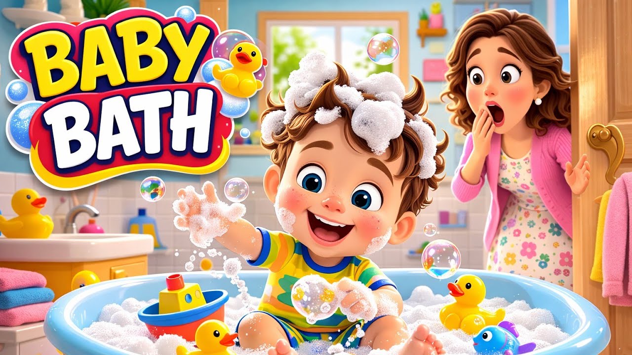 Малыш в ванне | Веселая песенка для купания малышей | Плеск-плеск-чистота | bhoobhookids