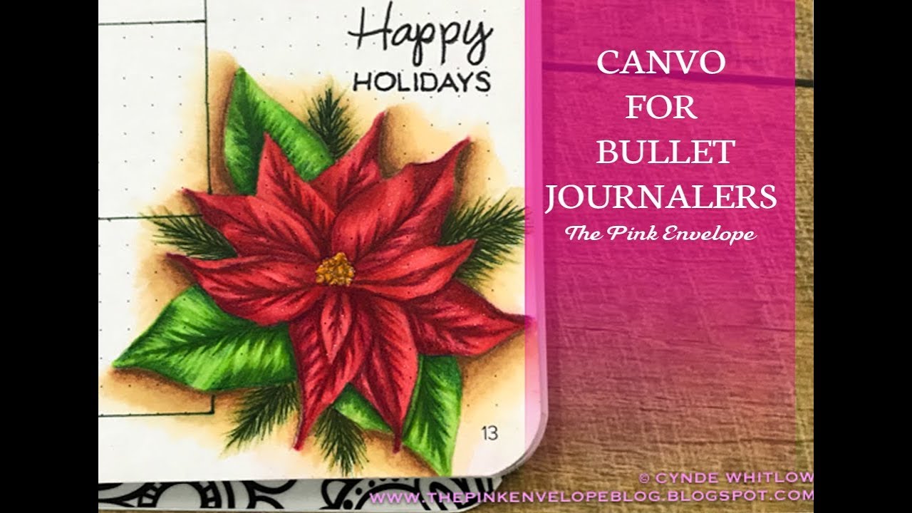 Copic Coloring Canvo For Bullet Journalers with Technique Tuesday Poinsettia
