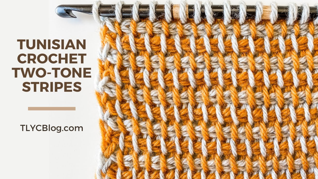Tunisian Crochet Two Tone Stripes - Step by Step Stitch Pattern + Tutorial for Beginners