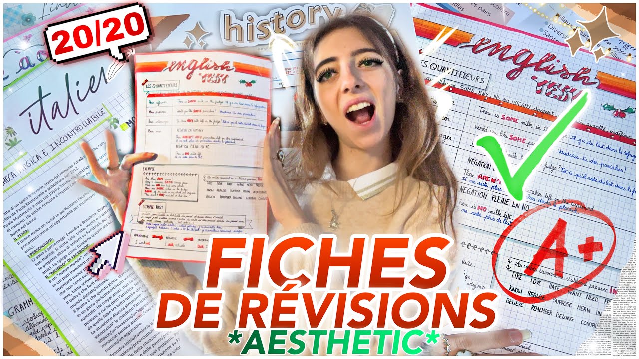 COMMENT JE FAIS MES FICHES DE R&Eacute;VISIONS ✨AESTHETIC✨ ! *20/20*