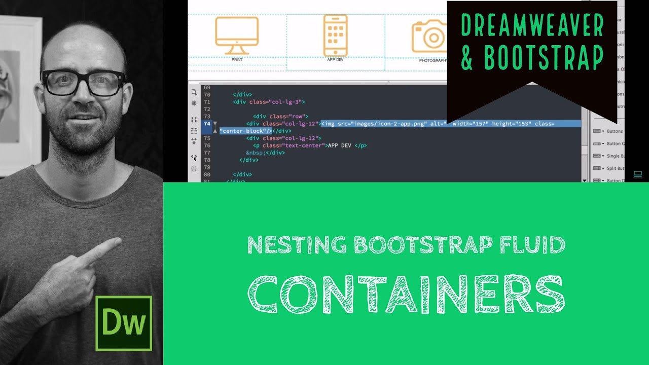 Nesting Bootstrap fluid containers - Dreamweaver tutorial [20/54]