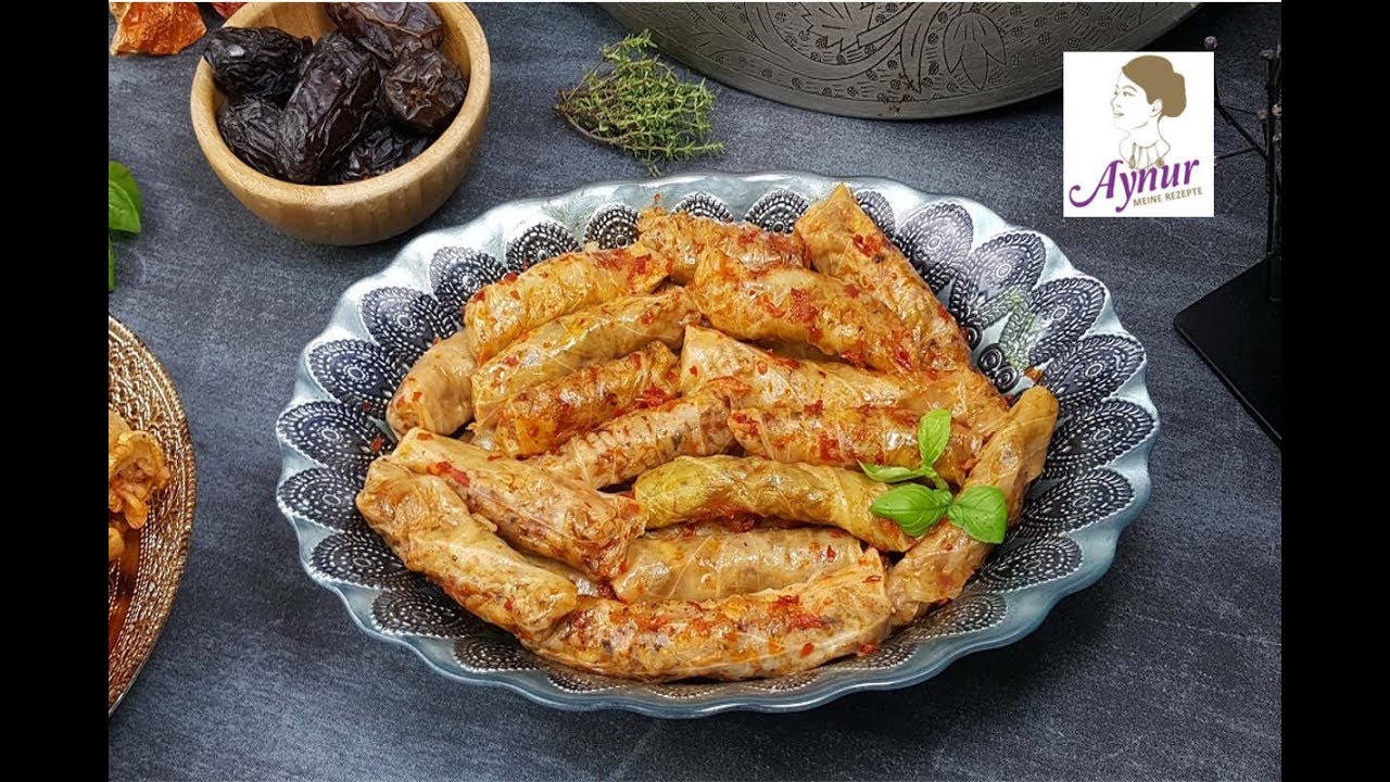 Gefüllte türkische Weisskohlblätter mit Reis und Olivenöl VEGAN