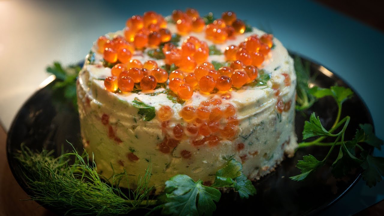 Чизкейк без выпечки с икрой. Очень вкусно!