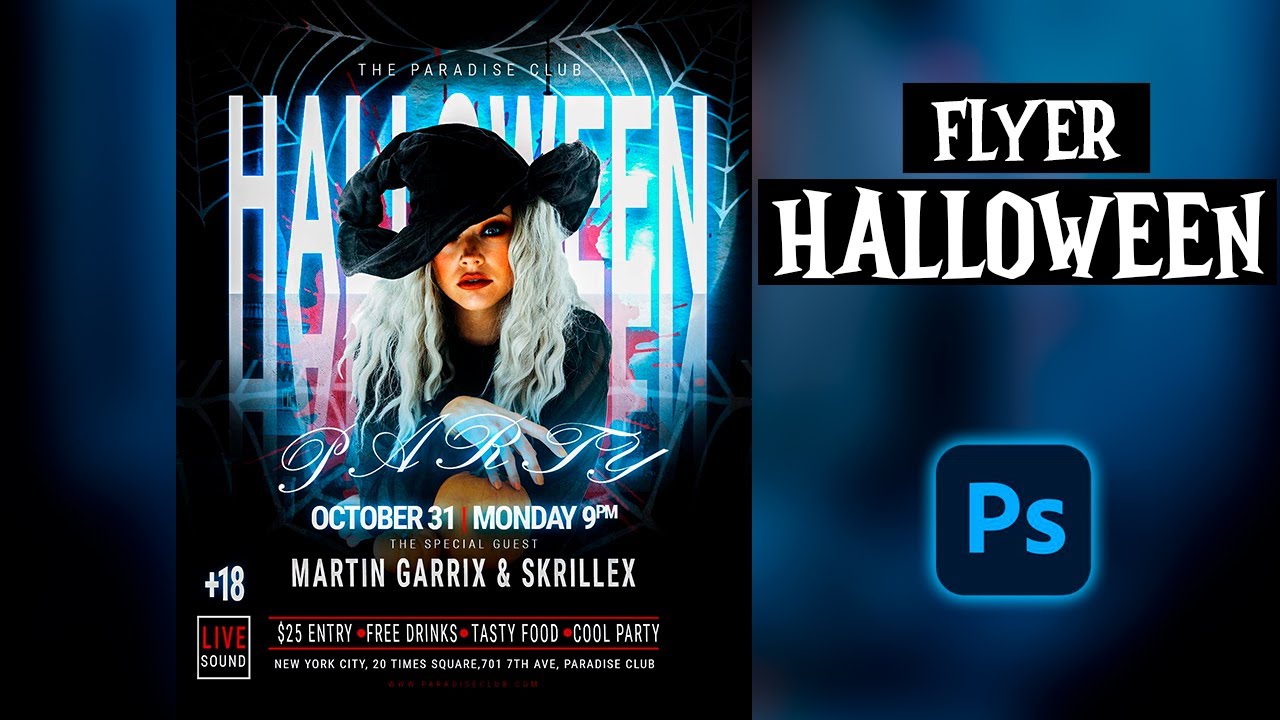 ✅👻Cómo crear un Flyer para una Fiesta de HALLOWEEN con PHOTOSHOP -PASO A PASO