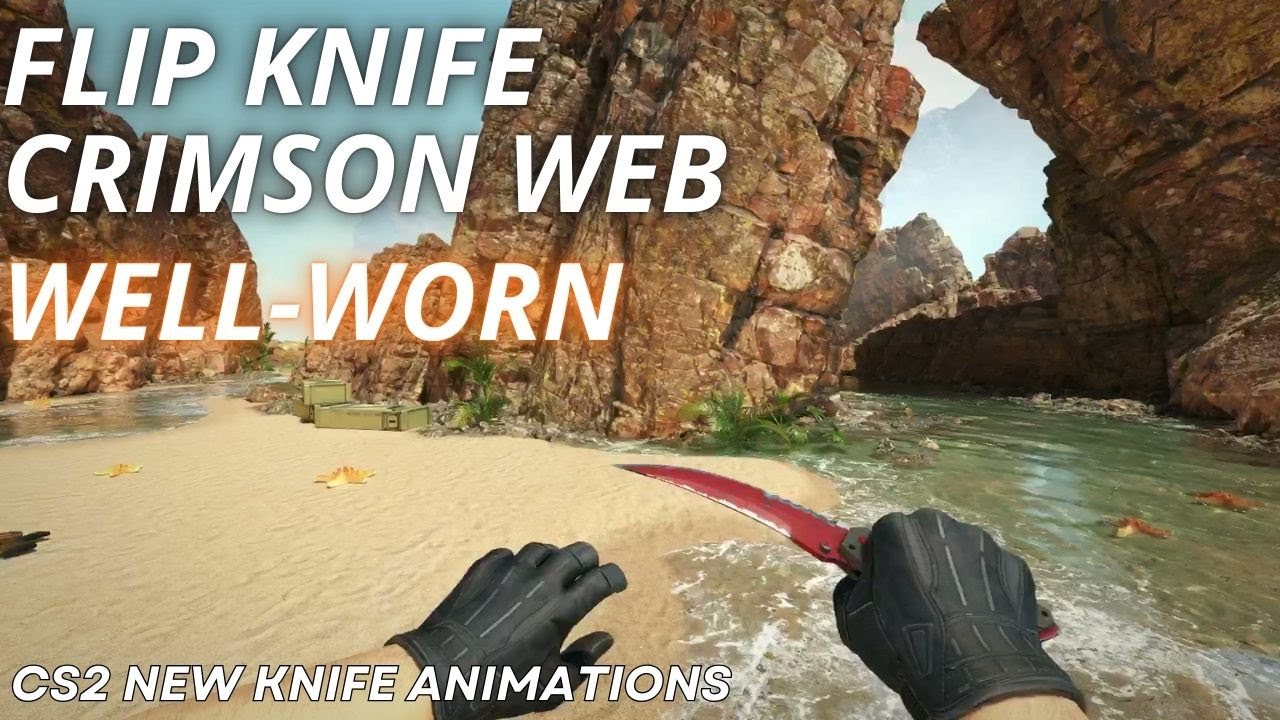 Flip Knife Crimson Web (Well-Worn) | CS2 Skin Showcase with NEWEST Animation