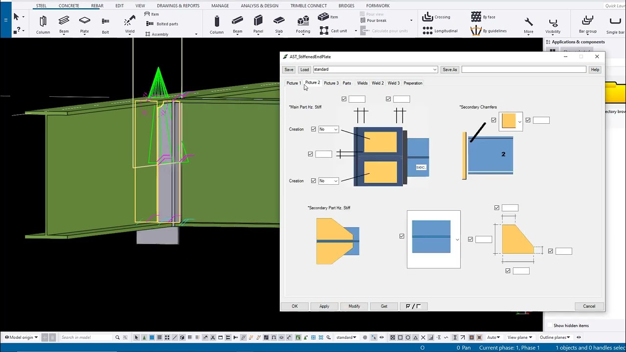 Tekla APi Plugin || Stiffened End Plate