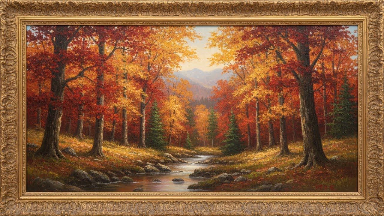Autumn Frame TV Art #02 – Misty Mountain Autumn | 4K Fall TV Art