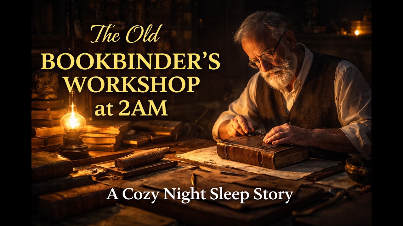 A Cozy Sleep Story:  The Old Bookbinder’s Workshop at 2AM | Calm Paper & Rain Sounds