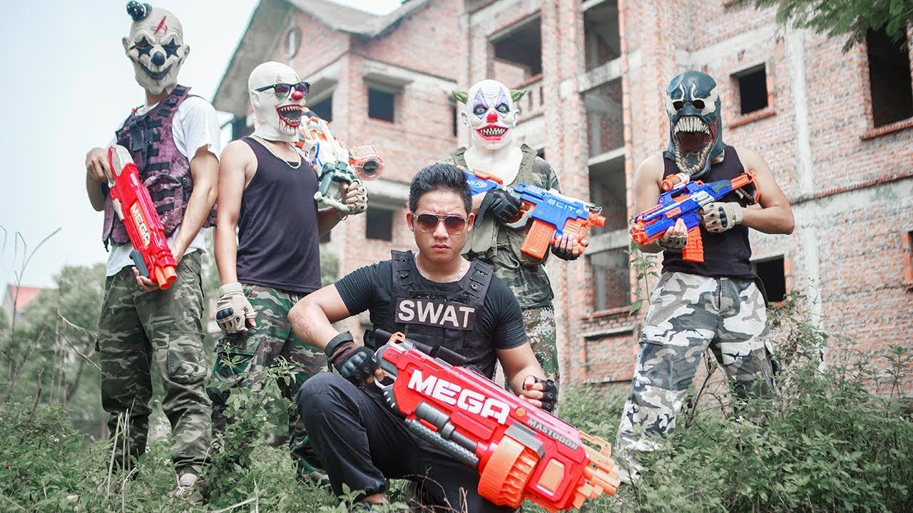 NERF WAR : SWAT Warriors Nerf Guns Battle Attack Dangerous Criminals Mask