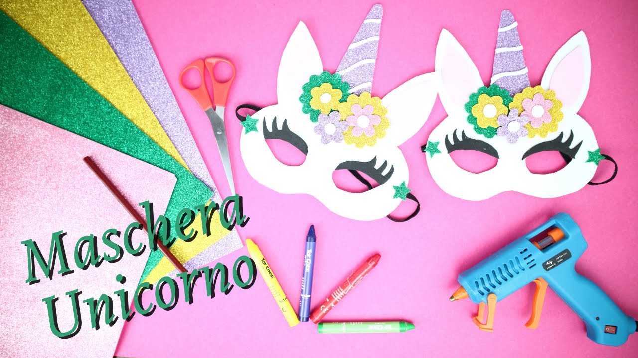 LAVORETTI PER BAMBINI: Maschera di carnevale unicorno GOMMA EVA