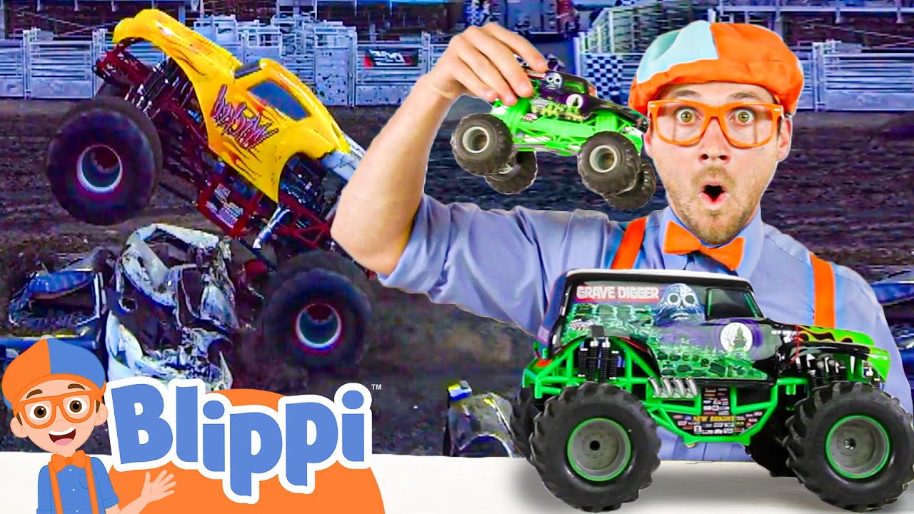 Learning Monster Trucks with Blippi Toys! | Vehicles For Children | Educational Videos for Kids