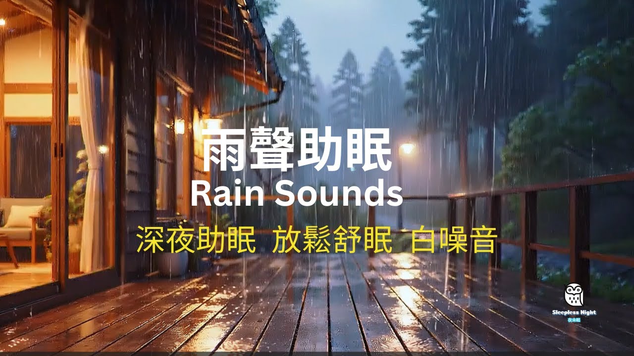 雨夜森林露台｜夜未眠·雨聲放鬆   助眠・ 減壓・ 白噪音Sleepless Night: Rain Sounds for Deep Sleep, Relaxation & Stress Relief