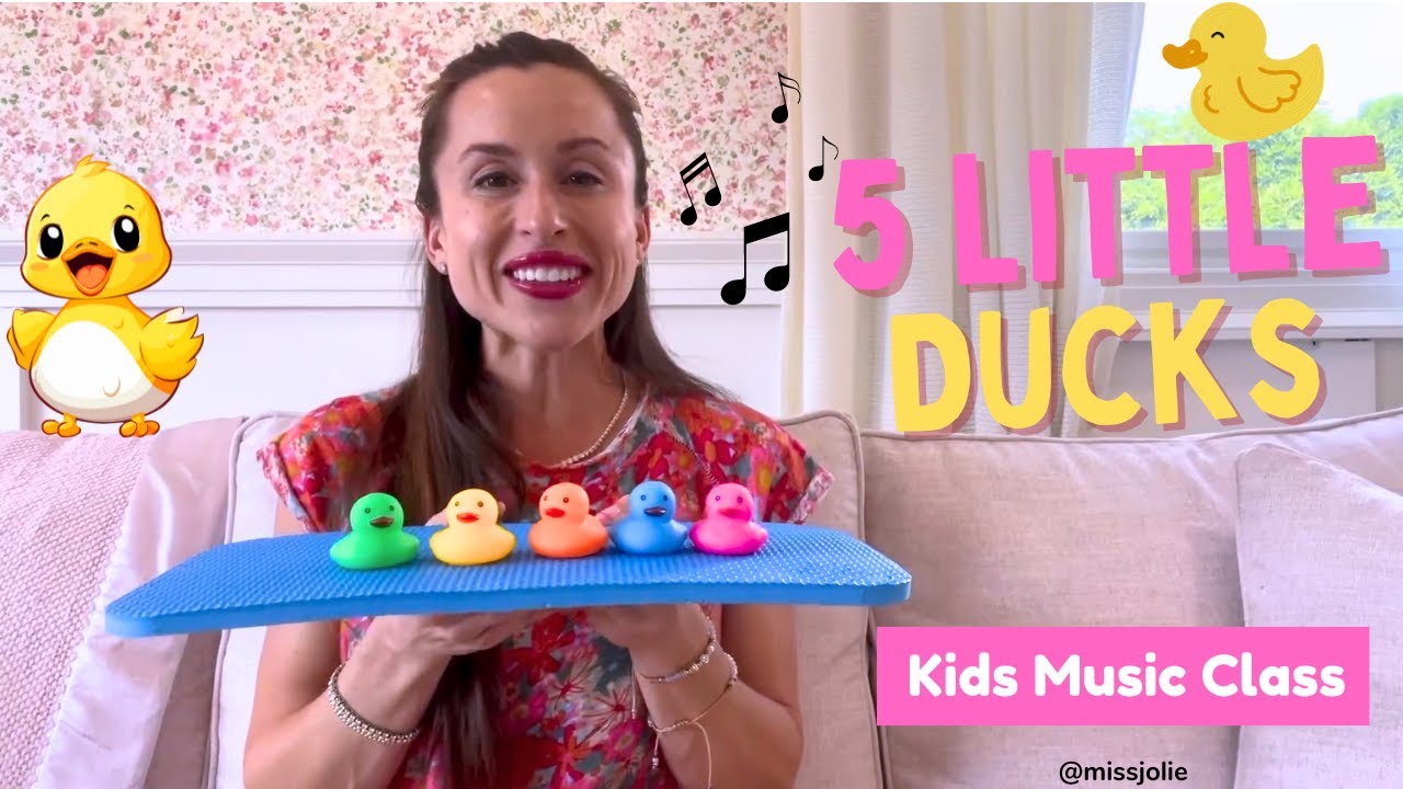 5 Little Ducks | Nursery Rhyme + Music Class for Kids with Miss Jolie!