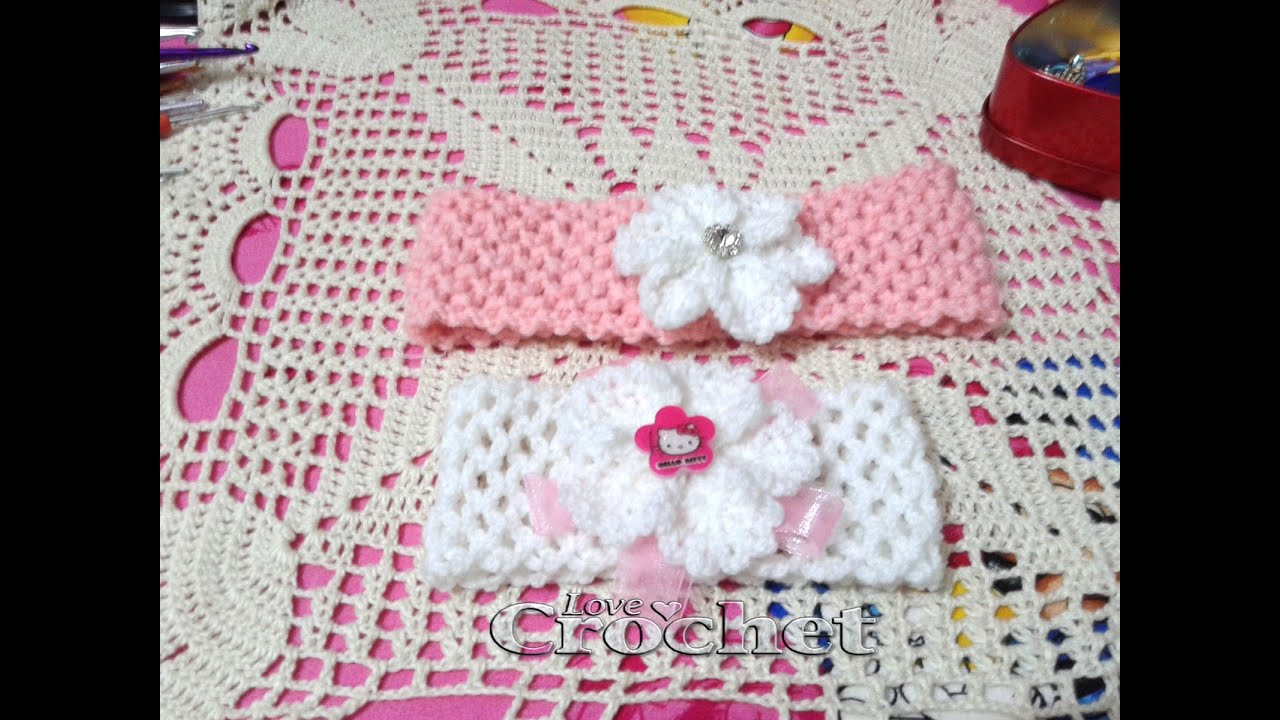 Crochet Easy Headband with Flower (babies)- كروشيه | بندانة شعر للصغار والكبار