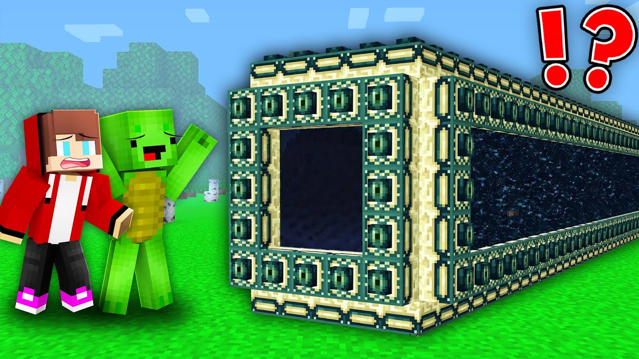 JJ and Mikey Found the LONGEST END PORTAL TUNNEL in Minecraft Maizen!