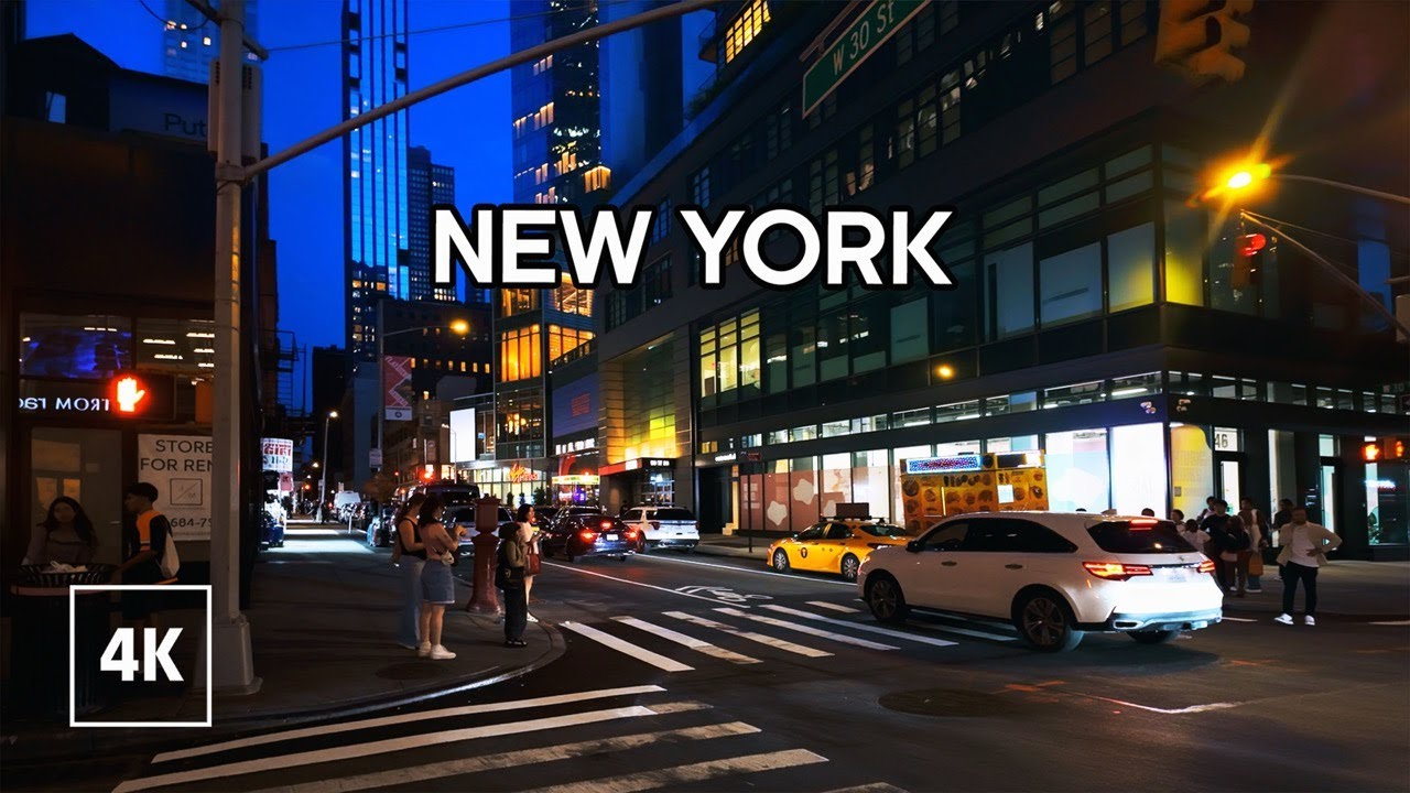 NEW YORK Night Walk - Midtown Manhattan Evening Walk