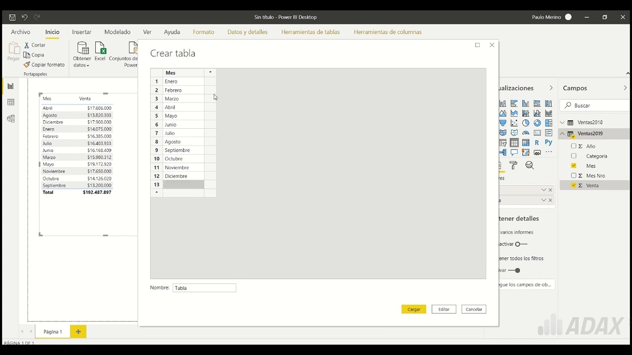 Especificar Datos con Power BI - Como agregar datos manuales en Power BI sin origen de datos