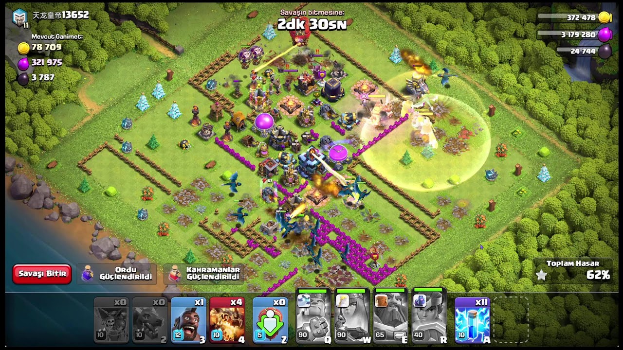 🏰 Clash of Clans 💫 Klan Savaşı ★ Hedef 27 yıldız 🔴 Canlı