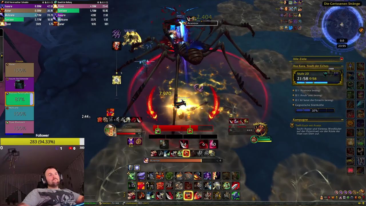 WoW TWW S3 | M+ 20+ Ara Kara | FURY WARRI GS 169 | 