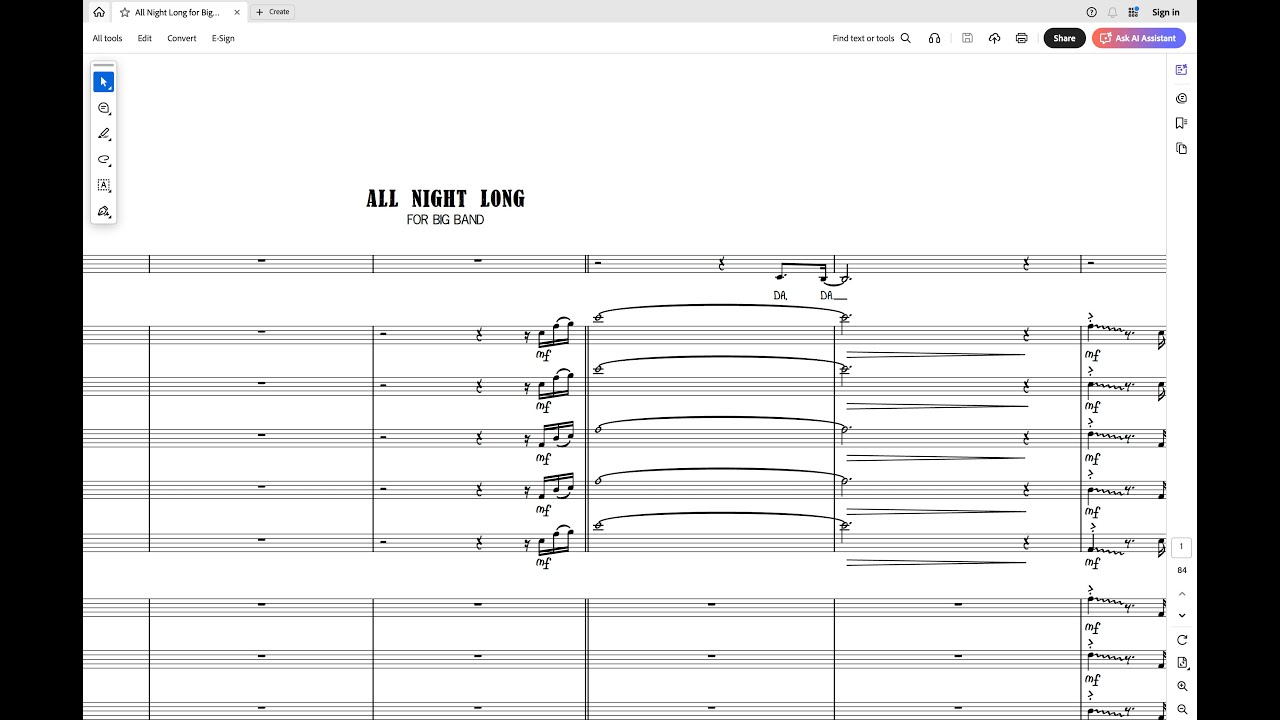 All Night Long for Vocal and Big Band