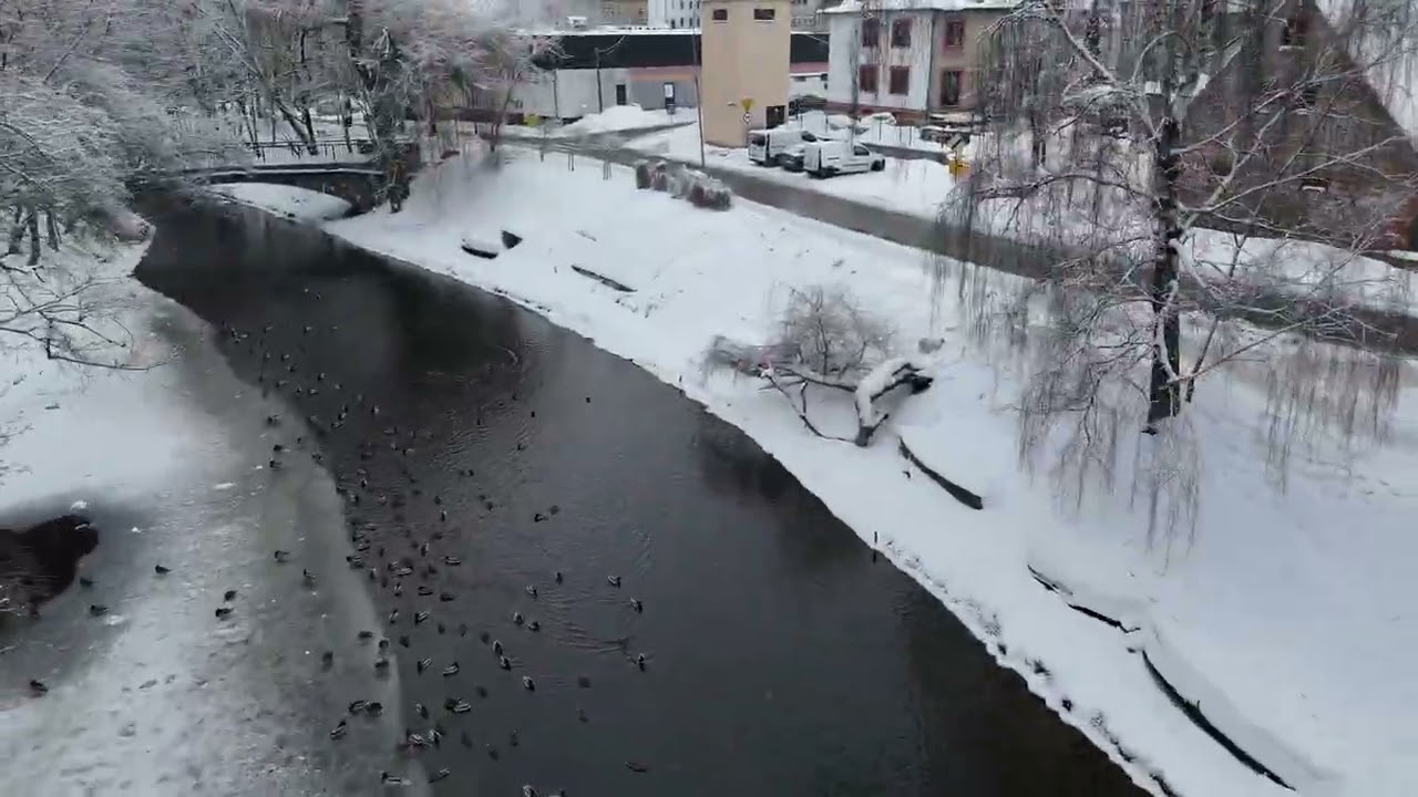 Olecko - jezioro zima 2026 z lotu ptaka