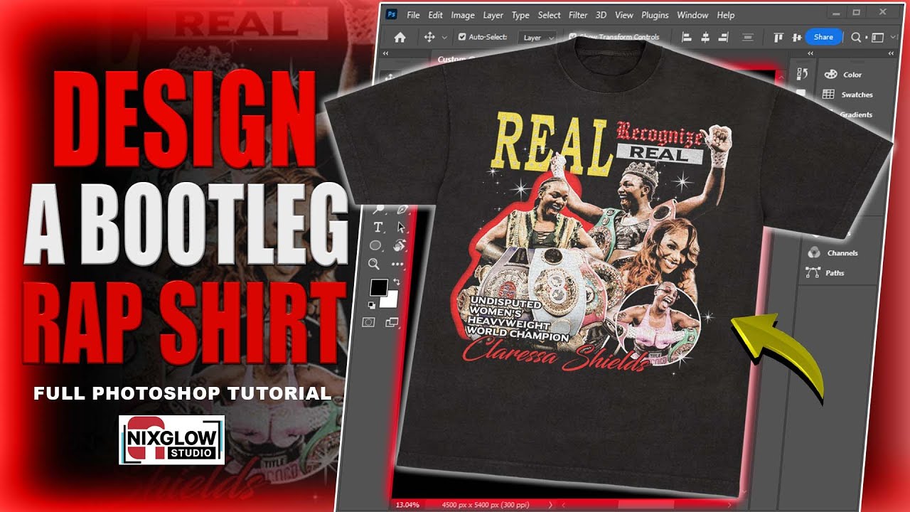Professional STREETWEAR DESIGN Workflow | Custom Vintage Bootleg Tee Speed Art