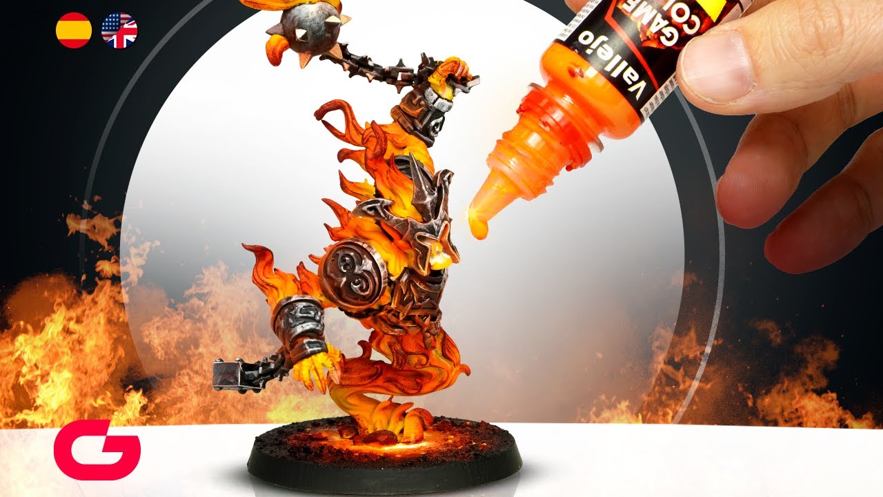 How to paint FIRE ELEMENTAL (for beginners) / Como pintar un ELEMENTAL de FUEGO para principiantes