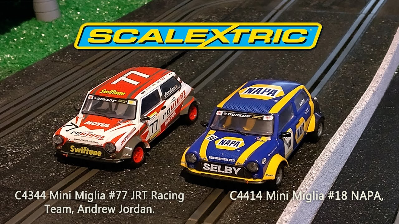Scalextric Classic Track Racing, Mini Miglia #77 JRT Racing & Mini Miglia #18 NAPA.