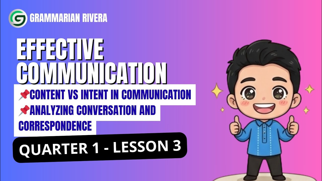 Lesson 3 - Content vs Intent || Conversation and Correspondence #seniorhighschool #education 