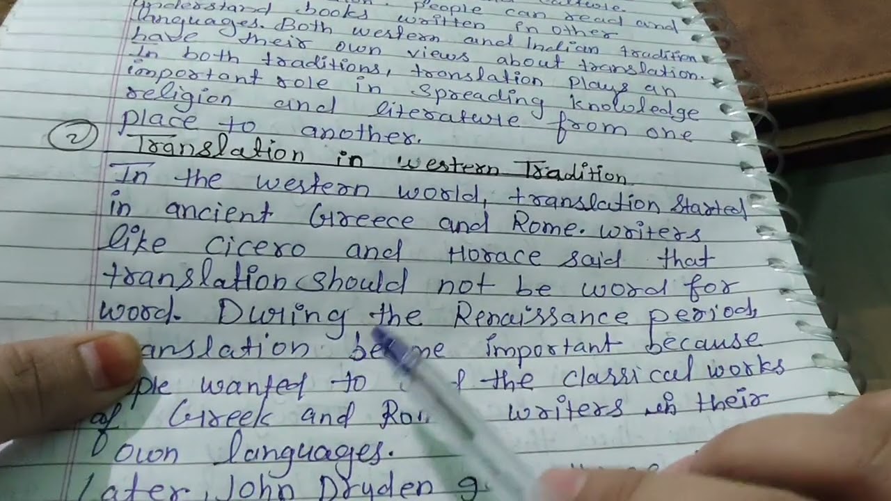 (i) Concept of Translation in the West and in India tradition