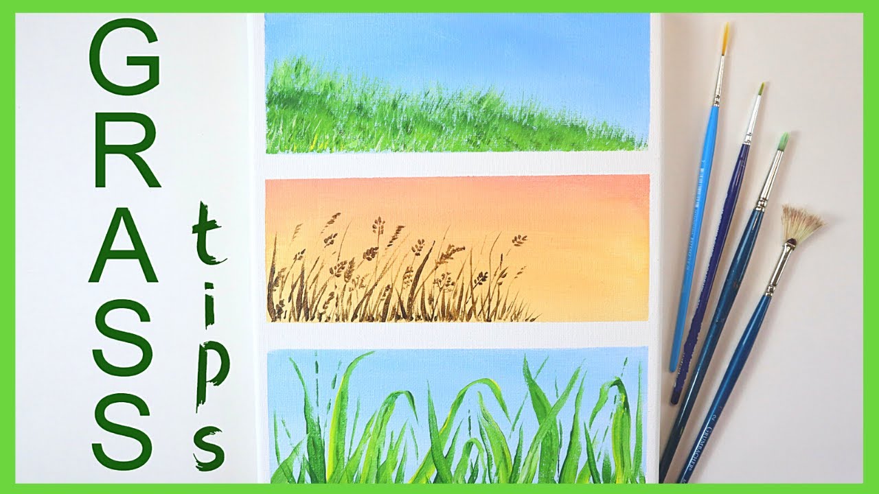 HOW TO PAINT GRASS for beginners🎨Grass Painting Tips, Tricks and Techniques/Easy Acrylic Painting