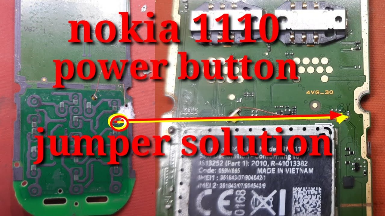 Nokia 1110 power button jumper solution Nokia 1110 model 215 power button line way jumper