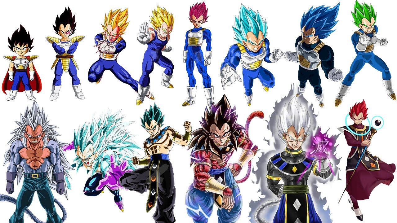 Todas las Transformaciones de Vegeta del 1 al 100