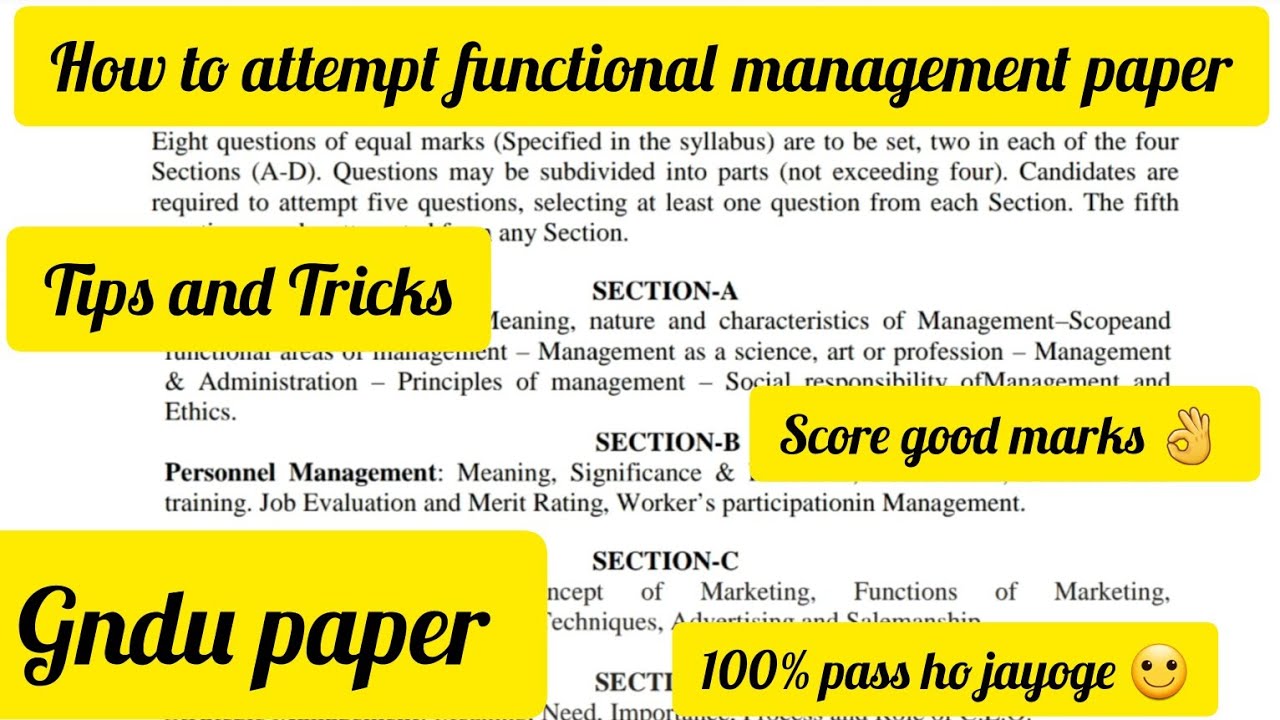 Important Questions for the Functional Management Exam #gndupaper #exams #tipsandtricks
