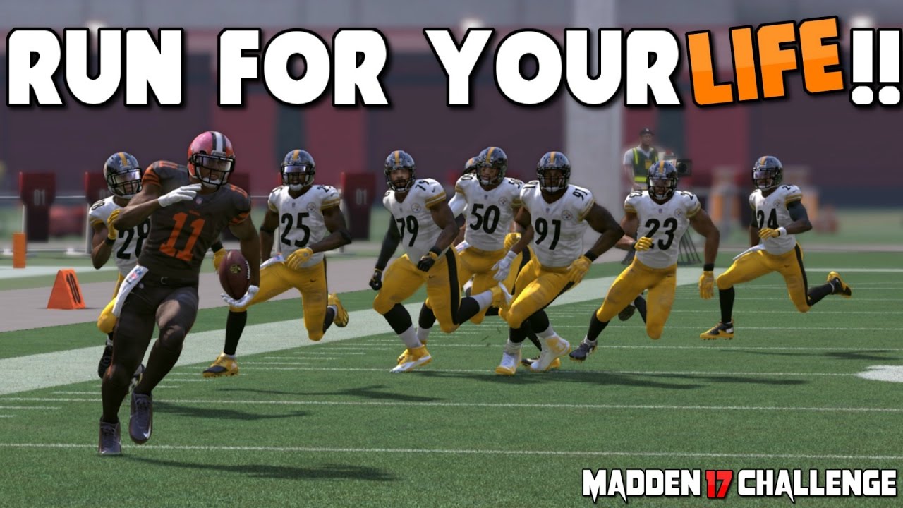 Can I Make it Through a BRICK WALL of DEFENDERS WITHOUT ANY BLOCKING?! All New Madden 17 Challenge!