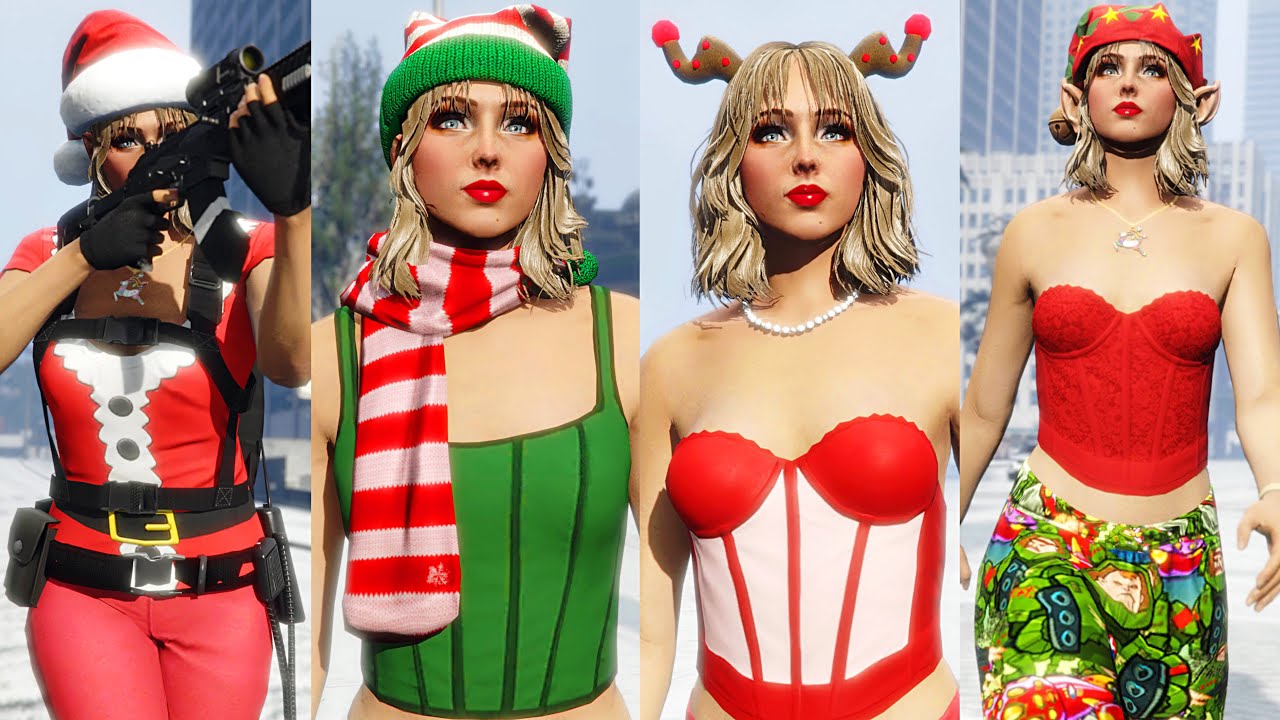 GTA V | 18 Cute & Easy Female Christmas Outfits 🎄 2024
