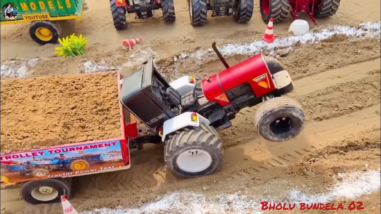 Турнир по мини-тягачам с Sonalika Rx 60 😱Я строю трассу для тяги радиоуправляемого трактора 🔥 час...