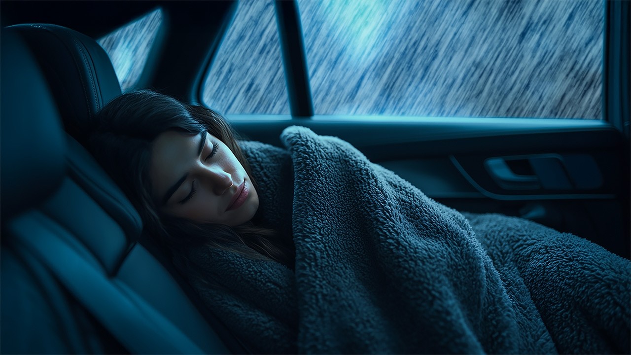 Car Roof Rainstorm at Night | Heavy Rain Sounds for Sleep, Relaxation and Calm Ambience