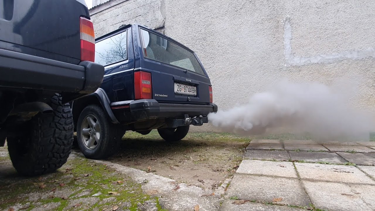 2.5 TD Jeep Cherokee XJ Cold Start - Dead Glow Plugs, Weak Battery - JUMP START!