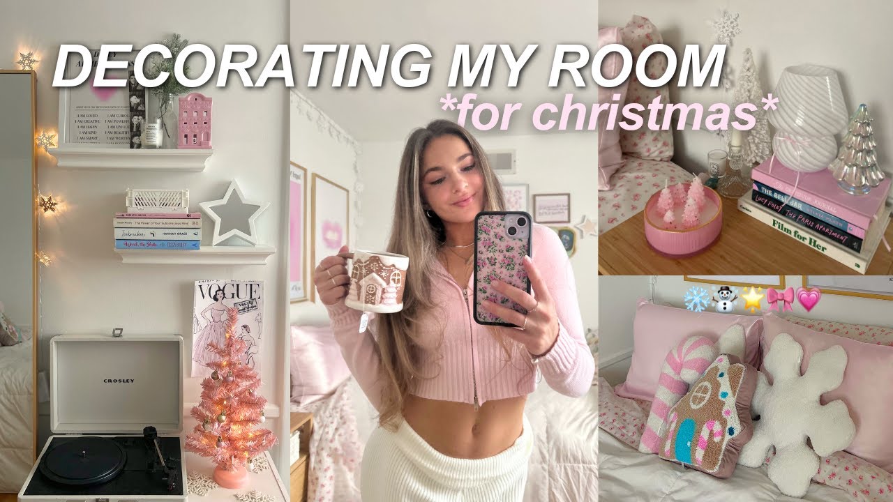 CHRISTMAS ROOM MAKEOVER ❄️🎀 decor shopping, decorate w/me, & pinkmas room tour
