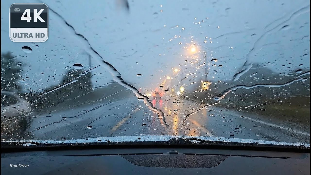 Rainy Night Drive (4K) | First-Person POV + Rain on Windshield Sounds (No Music)