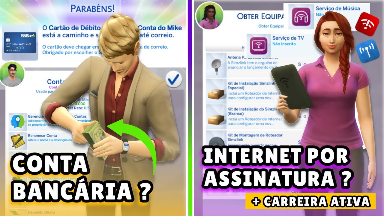 Mods SNBANK e SIMZLINK | Cartão de Débito, Internet por Assinatura e Carreira ATIVA | The Sims 4