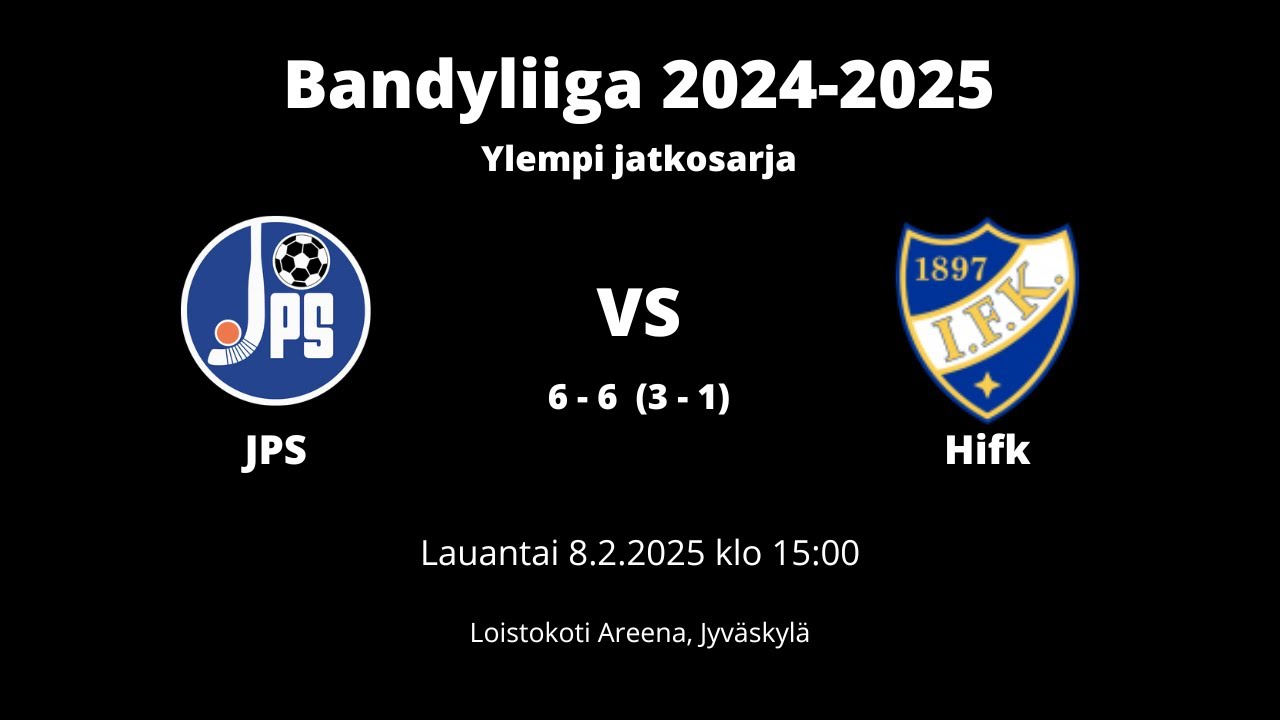 Bandyliiga 2024-2025, ylempi jatkosarja, JPS - HIFK, 8.2.2025