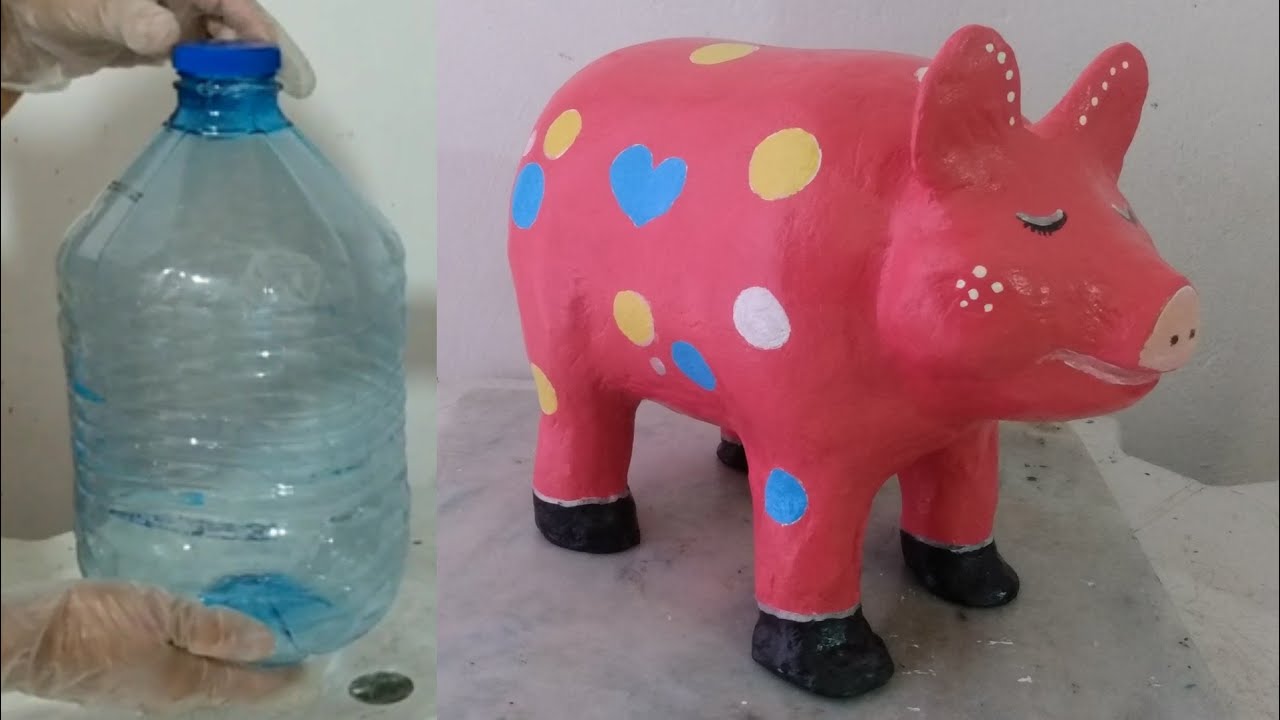 Cofrinho porquinho de cimento / Reciclando garrafa pet