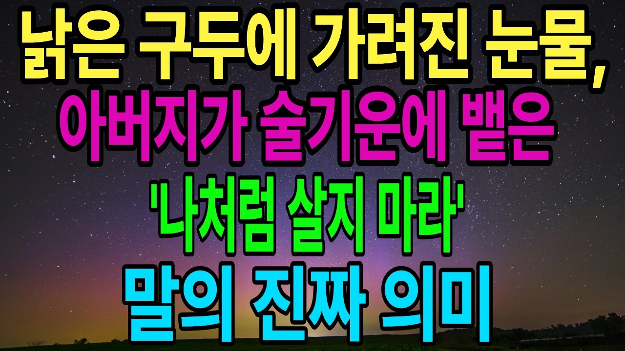 [가족사연] 아버지의 낡은 구두가 끝내 삼켜버린 눈물과 거친 숨소리 뒤에 숨겨진 진심: 아버지는 왜 나처럼 살지 말라고 하셨을까 일상사연 / 감동사연 / 깊은사연 / 갈등사연