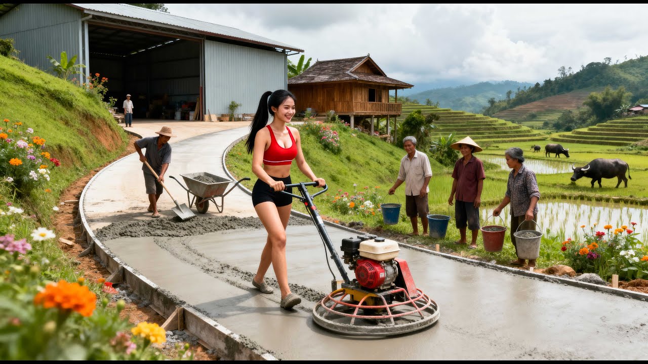 【建築DIY】倉庫から木造の家までコンクリート床と道路を打設 | 72 Hours Pouring Concrete Road from Warehouse to Wooden House